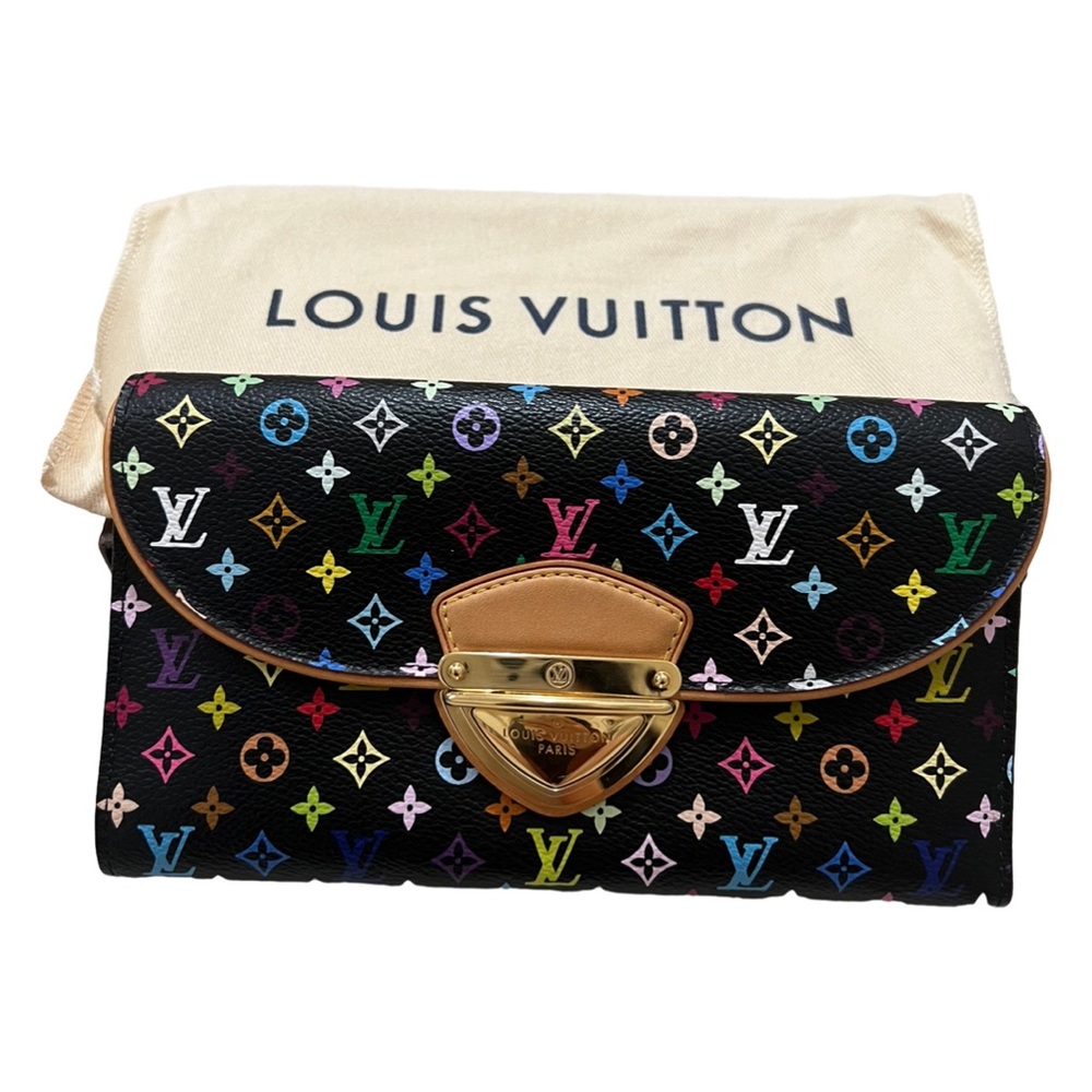 Like New Black LV Monogram Multicolor Eugenie Wallet w/ COA